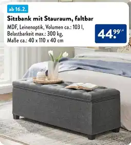 Aldi Nord Sitzbank mit Stauraum, faltbar Angebot