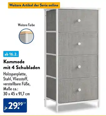 Aldi Nord Kommode mit 4 Schubladen Angebot