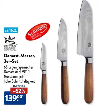 Aldi Nord GEHRING SOLINGEN GERMANY Damast-Messer, 3er-Set Angebot