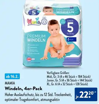 Aldi Nord MAMIA Windeln, 4er-Pack Angebot