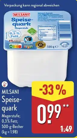 Aldi Nord MILSANI Speise- quark Angebot