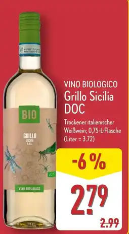 Aldi Nord VINO BIOLOGICO Grillo Sicilia DOC Angebot