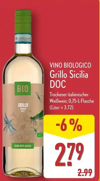 Aldi Nord VINO BIOLOGICO Grillo Sicilia DOC Angebot