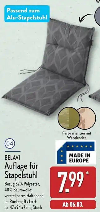 Aldi Nord BELAVI Auflage für Stapelstuhl Angebot