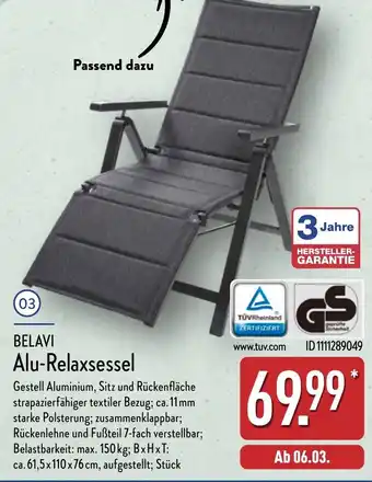 Aldi Nord BELAVI Alu-Relaxsessel Angebot