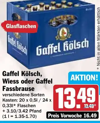 Hit Gaffel Kölsch, Wiess oder Gaffel Fassbrause Angebot