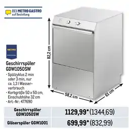 METRO METRO PROFESSIONAL Geschirrspüler GDW1050SW Angebot