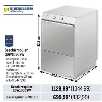 METRO METRO PROFESSIONAL Geschirrspüler GDW1050SW Angebot