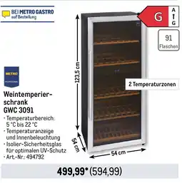 METRO METRO PROFESSIONAL Weintemperierschrank GWC 3091 Angebot