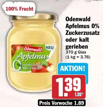Hit Odenwald Apfelmus 0% Zuckerzusatz oder kalt gerieben Angebot