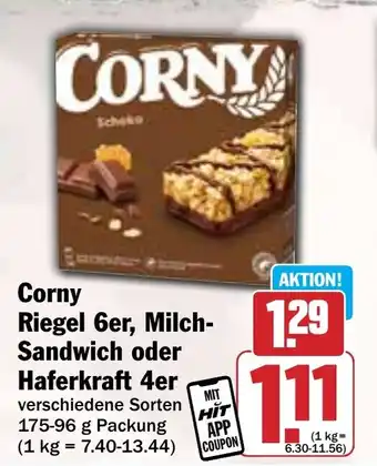 Hit Corny Riegel Ger, Milch- Sandwich oder Haferkraft 4er Angebot