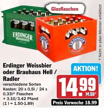 Hit Erdinger Weissbier oder Brauhaus Hell/ Radler Angebot