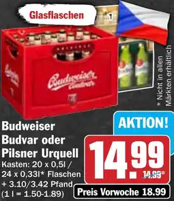 Hit Budweiser Budvar oder Pilsner Urquell Angebot