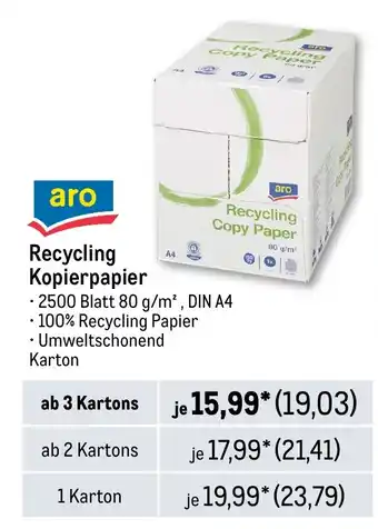 METRO aro Recycling Kopierpapier A4 Angebot