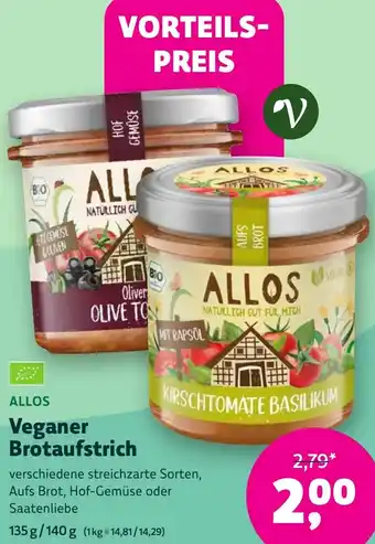 Biomarkt ALLOS Veganer Brotaufstrich Angebot