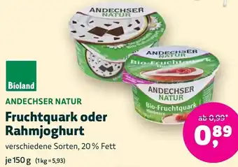 Biomarkt ANDECHSER NATUR Fruchtquark oder Rahmjoghurt Angebot