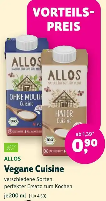 Biomarkt ALLOS Vegane Cuisine Angebot