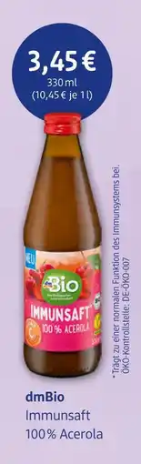 dm drogerie Dmbio immunsaft 100% acerola Angebot