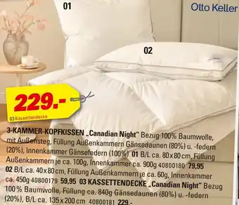 Höffner Otto keller 3-kammer-kopfkissen „canadian night“ oder kassettendecke „canadian night“ Angebot