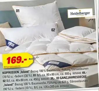 Höffner Heidelberger kopfkissen island oder ganzjahresdecke island Angebot