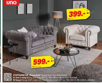 Höffner Uno stoffgarnitur „chesterfield“ Angebot