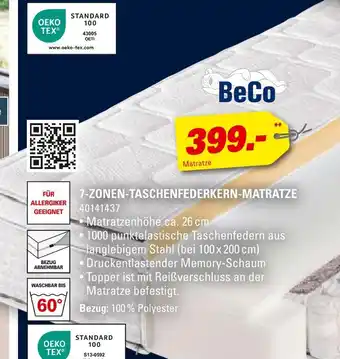 Höffner Beco 7-zonen-taschenfederkern-matratze Angebot