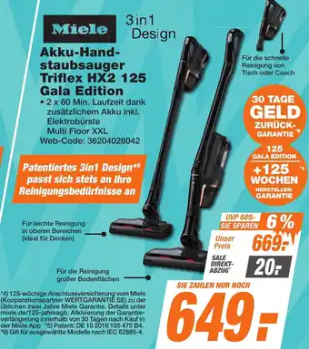 K+B Expert Miele Akku-Handstaubsauger Triflex HX2 125 Gala Edition Angebot