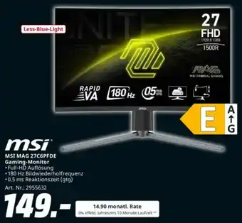 Saturn MSI MAG 27C6PFDE Gaming-Monitor Angebot