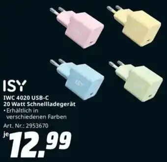 Saturn ISY IWC 4020 USB-C 20 Watt Schnellladegerät Angebot