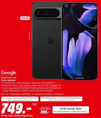 Saturn Google Pixel 9 Pro XL Smartphone Angebot