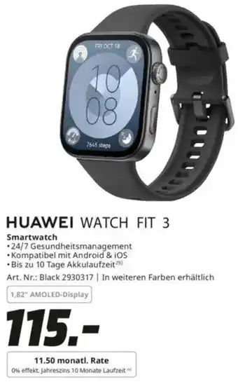 Saturn HUAWEI WATCH FIT 3 Smartwatch Angebot