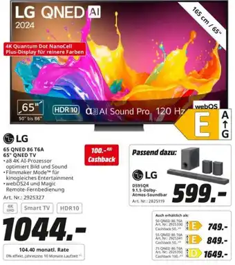 Saturn LG 65 QNED 86 T6A 65" QNED TV Angebot