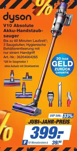 Expert Technomarkt dyson V10 Absolute Akku-Handstaubsauger Angebot