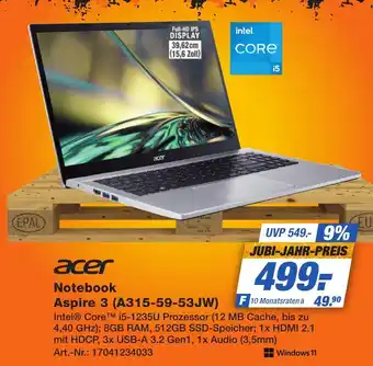 Expert Technomarkt acer Notebook Aspire 3 (A315-59-53JW) Angebot