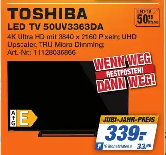 Expert Technomarkt TOSHIBA LED TV 50UV3363DA Angebot