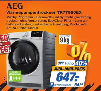 Expert Technomarkt AEG Wärmepumpentrockner TR7T960EX Angebot