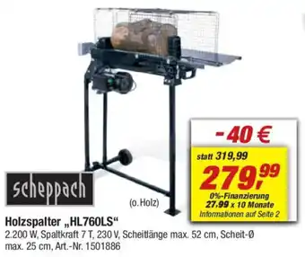 toom Baumarkt scheppach Holzspalter ,,HL760LS" Angebot