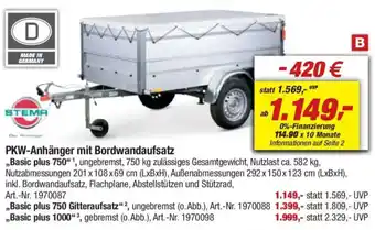 toom Baumarkt STEMA PKW-Anhänger mit Bordwandaufsatz Angebot