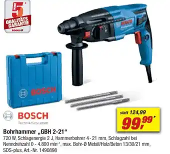 toom Baumarkt BOSCH Bohrhammer ,,GBH 2-21" Angebot