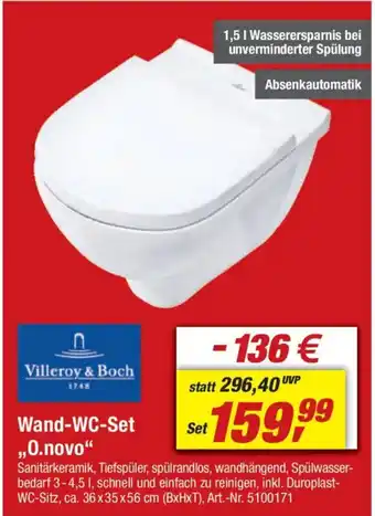 toom Baumarkt Villeroy & Boch Wand-WC-Set "0.novo" Angebot