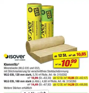 toom Baumarkt Isover Klemmfilz Angebot