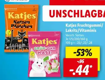 Lidl Katjes fruchtgummi, lakritz oder vitaminis Angebot