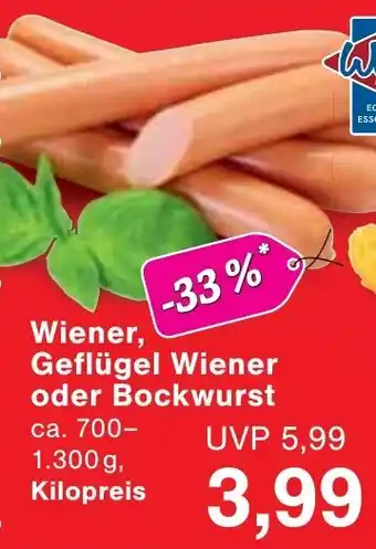 Jawoll Wiener, Geflügel Wiener oder Bockwurst Angebot