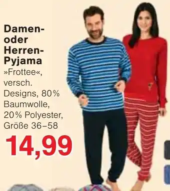 Jawoll Damen- oder Herren- Pyjama Angebot