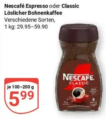 Globus Nescafé Espresso oder Classic Löslicher Bohnenkaffee Angebot