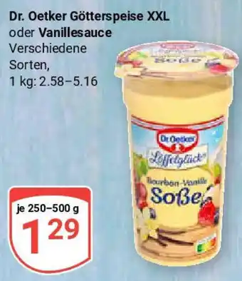 Globus Dr. Oetker Götterspeise XXL oder Vanillesauce Angebot