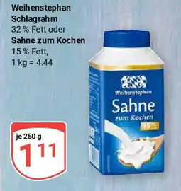 Globus Weihenstephan Schlagrahm oder Sahne zum Kochen Angebot