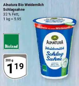 Globus Alnatura Bio Weidemilch Schlagsahne Angebot