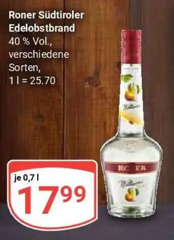 Globus Roner Südtiroler Edelobstbrand Angebot