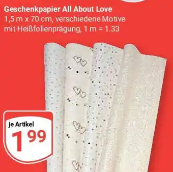 Globus Geschenkpapier All About Love Angebot